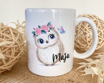 Cup cute owl with name / personalized