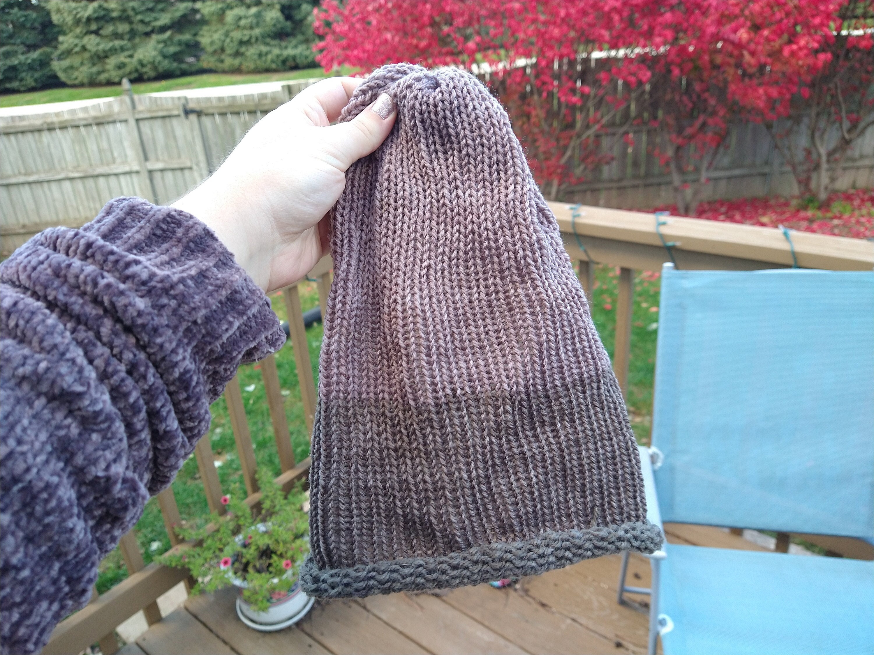 Purple and Green Beanie Warm Winter Hat 