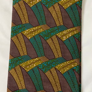 Olive & Teal Ankara Fabric: Dark Shades African Wax Print (Per Yard)