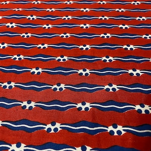 GTP African Wax Print Fabric: Burnt Orange, Navy & White Cotton (Per Yard)