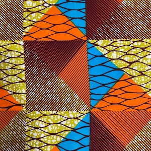GTP African Wax Print Fabric: Orange, Biscotti, Coffee Ankara Cotton (Per Yard)