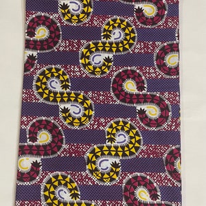 GTP African Wax Print Fabric: Purple, Fuchsia, Yellow Cotton (Per Yard)