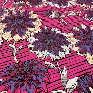 Floral African Wax Print Fabric: 100% Cotton Ankara (Per Yard)