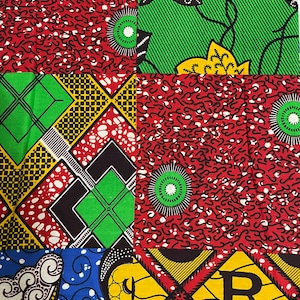 African Fabric / wax Prints/ Ankara Fabric / Patched Print / 100% Cotton / multi-pattering design, ( Per Yard )