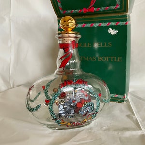 Royal Copenhagen Jingle Bells Christmas Bottle Decanter Vintage in Original Box