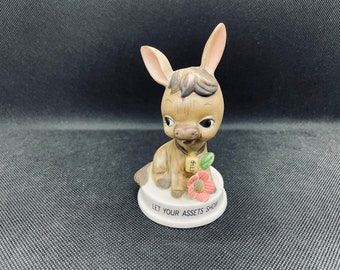 Vintage Big Eyed Donkey Figurine “Let Your Assets Show” George Good Corp. 1981