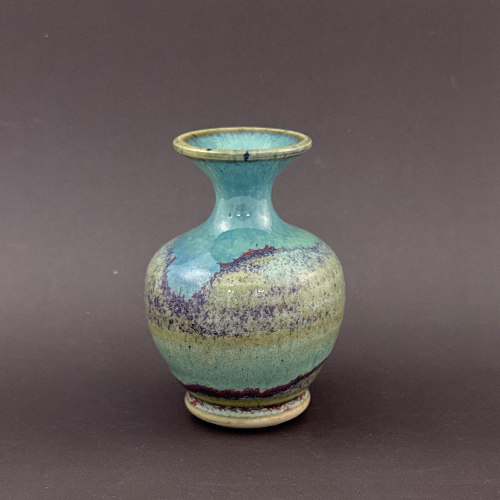 Vintage Blue Green Pottery Vase - Etsy
