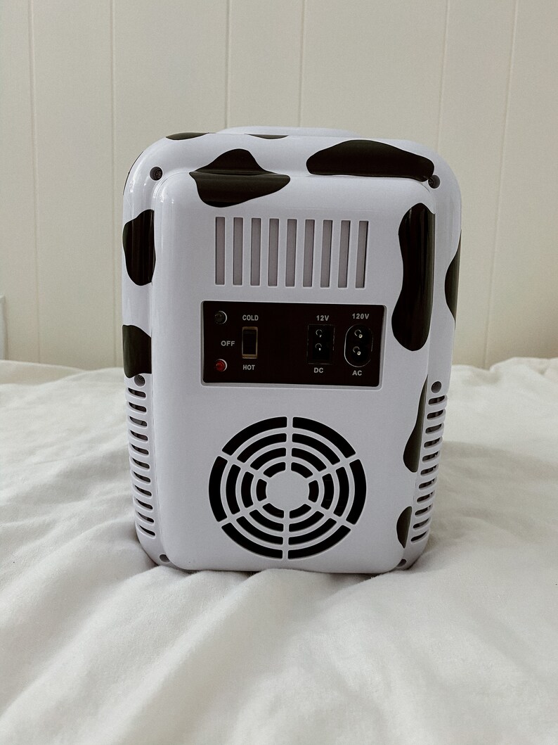 Cow print mini fridge // 4L 6 can capacity // skin care Etsy