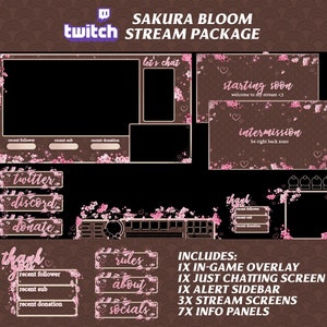 Sakura Bloom League of Legends Stream Overlay Package for Twitch (PNG Digital Download)