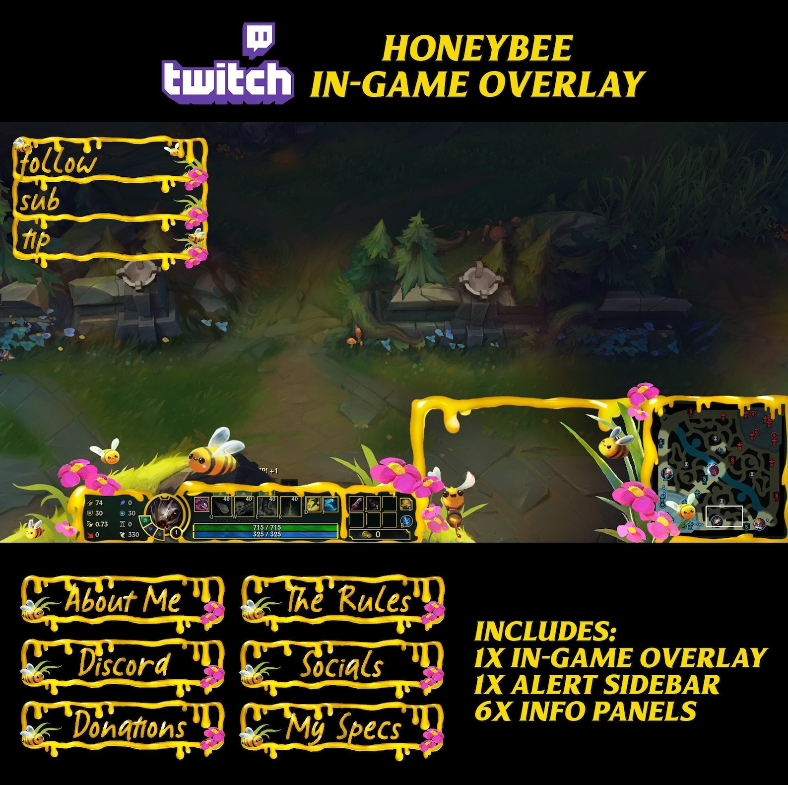 League of Legends Honey Bee Stream Overlay for Twitch In-game Twitch ...