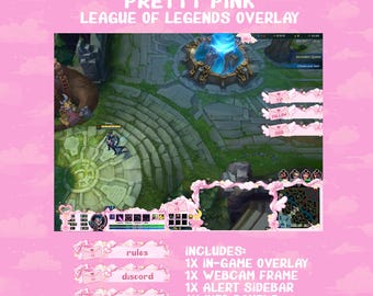 Pink Pixel League of Legends Twitch Overlay: Kawaii Stream Overlay (PNG Digital Download)