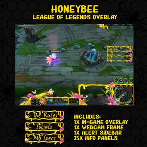 League of Legends Honey Bee Stream Overlay | In-Game Twitch Overlay | Beemo Skin Theme | Updated For Season 2025 | Cute Stream Graphics