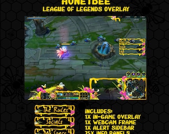 League of Legends Honey Bee Stream Overlay | In-Game Twitch Overlay | Beemo Skin Theme | Updated For Season 2025 | Cute Stream Graphics