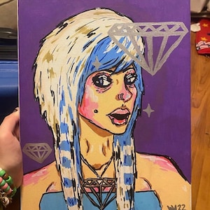 purple and blue scene girl 2000s wall art