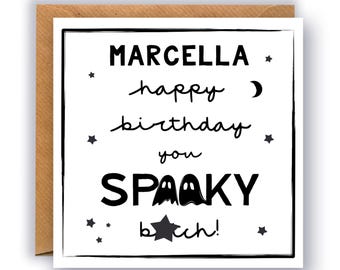 Ghost Happy Birthday You Spooky B*tch Birthday Card, Ghost Birthday Card, Witch Birthday Card, October Birthday, Rude Birthday, Funny Card