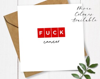 Fuck Cancer Card (Red), Rude Get Well Soon Card, Fuck Off Cancer, Cancer Get Well Card, Funny Card, Cancer Survivor, Beat Cancer, Fight