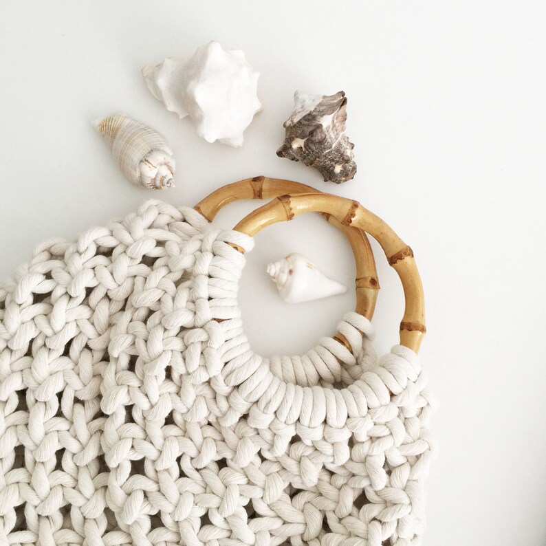 Macrame bag with bamboo handles for boho style girl Etsy Polska