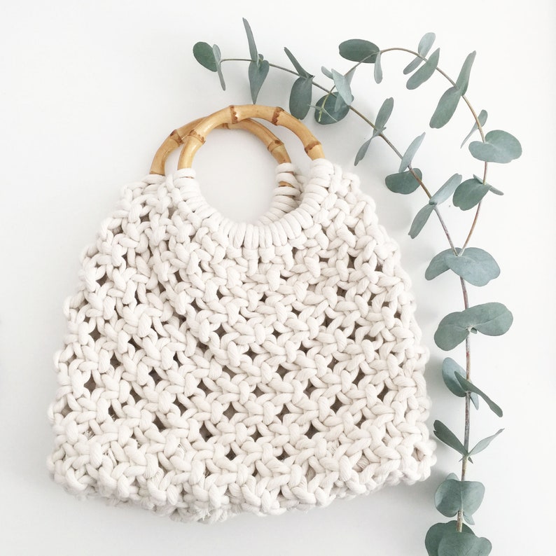 Macrame bag with bamboo handles for boho style girl Etsy Polska