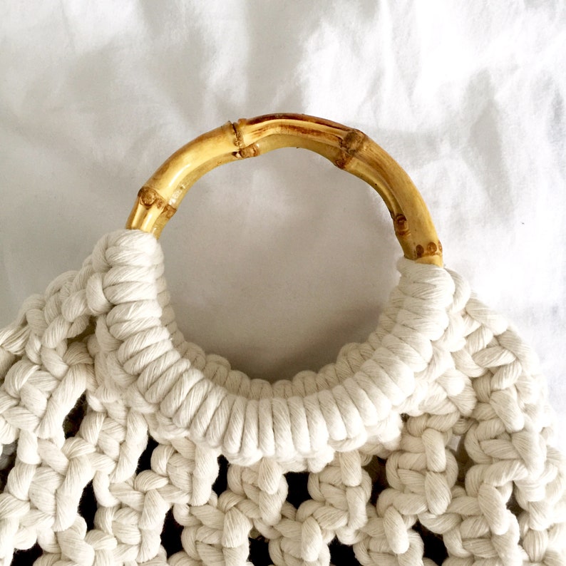 Macrame bag with bamboo handles for boho style girl Etsy Polska