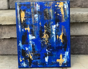 Tableau abstrait bleu | Peinture texturée bleue | Art moderne | Art abstrait | Abstrait bleu | Mini toile sur toile | Mini-toile | Mini oeuvre d'art