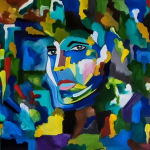Pinturas faciales abstractas sobre lienzo / Pintura al óleo / Arte facial abstracto / Arte mural figurativo / Arte mural Face Line / Pintura figurativa