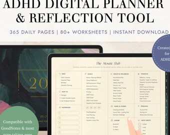 ADHD Digital Planner ADHD Workbook for Adult 2025 Digital Planner ADHD Worksheets for iPad GoodNotes Planner Weekly Planner