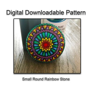 Small Rainbow Stone  Dot Mandala Pattern