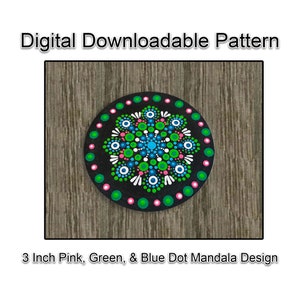 Red Peach /& Pink Dot Mandala Pattern 4 inch Brown
