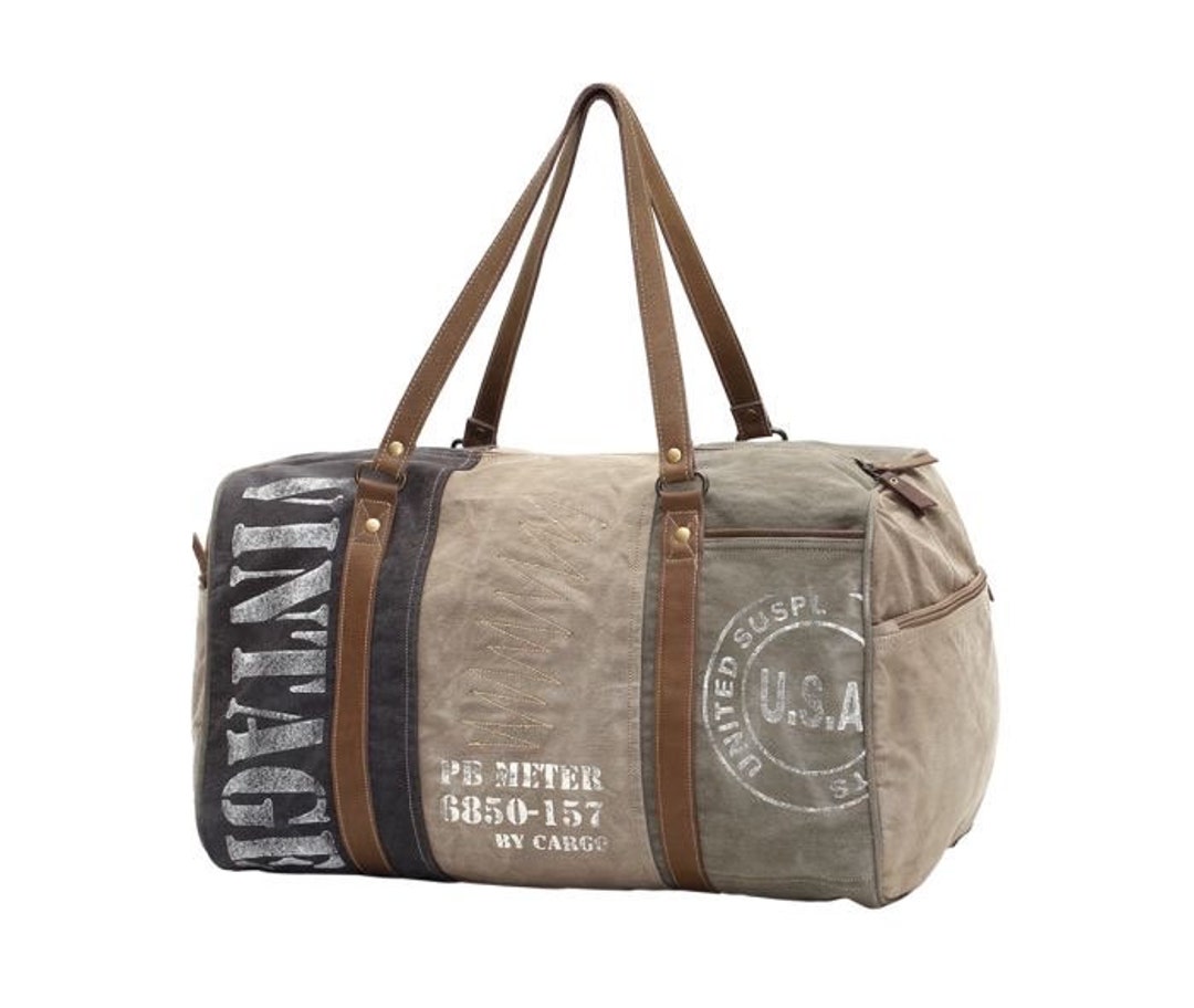 Myra Bag S1001 Duffle Bag Western Luggage Western Tooled Leather Cowhide Genuine Leather