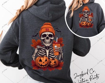 Halloween Skeleton PNG Sublimation Designs, Funny Halloween Png, Trendy Fall Png, Pumpkin Spice Latte, Pumpkin Png, Fall Shirt Png, Fall Png