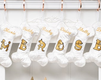 Dog Christmas Stockings Personalized Pet Stockings with Embroidered Name Dog Applique Stockings for Pet Christmas Decoration Dog Lover Gifts