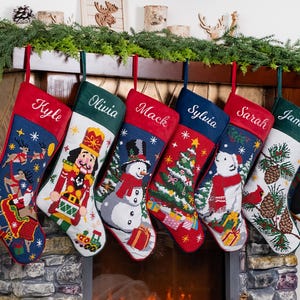 Personalized Christmas Stockings Luxury Vintage Needlepoint Stocking Embroidered Velvet Stocking with Name Holiday Stocking for Family Decor