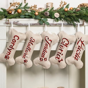 Dog Stockings Personalized Christmas Stockings Dog Bone Stockings with Name for Holiday Stocking Custom Stocking Pet Christmas Gifts for Dog