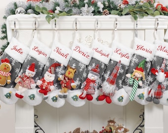 Personalized Christmas Stockings: Cute Style, Snowflake Jacquard with 3D Doll, Special Holiday Decor
