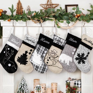 Personalized Christmas Stockings Holiday Plush Stockings for Family Embroidered Stockings with Name Custom Stocking for Christmas Decoration