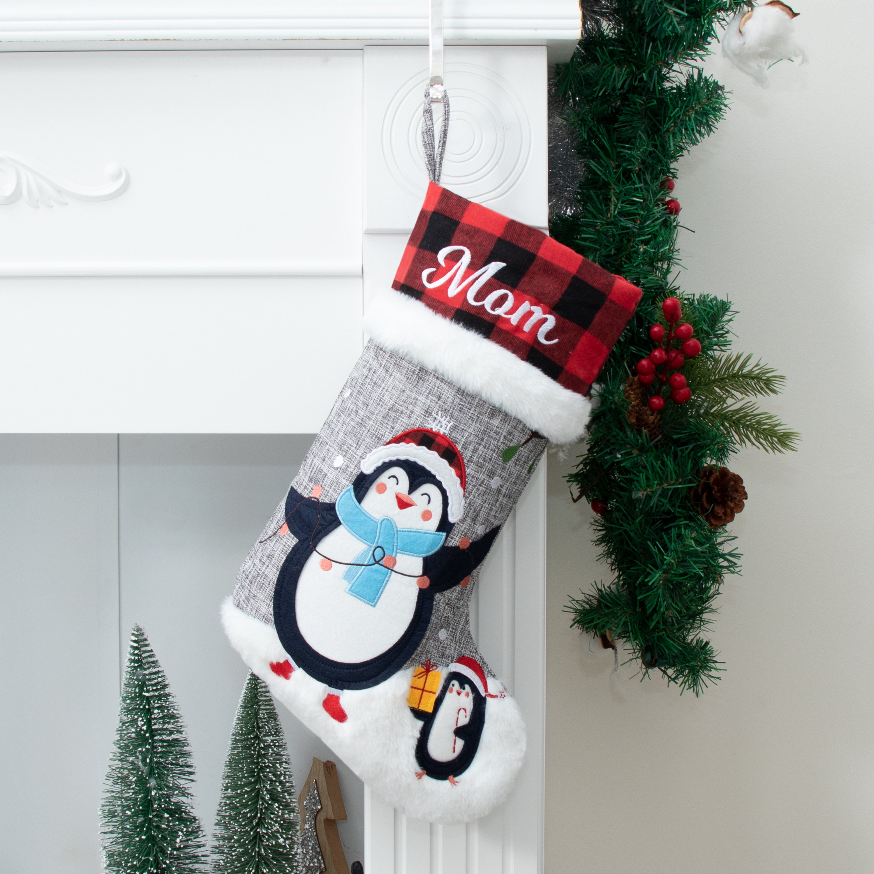 Christmas Stockings Personalized Holiday Stockings for Family Stockings Buffalo Plaid Stocking Embroidered Name Stockings for Christmas Gift