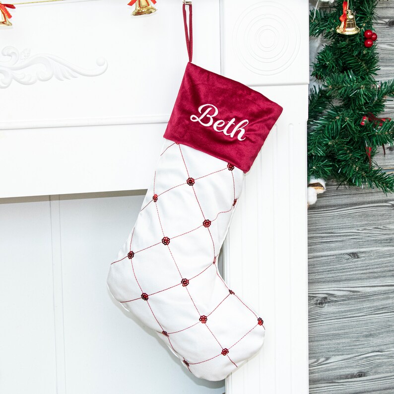Christmas Stockings Personalized Velvet Sequin Holiday - Etsy