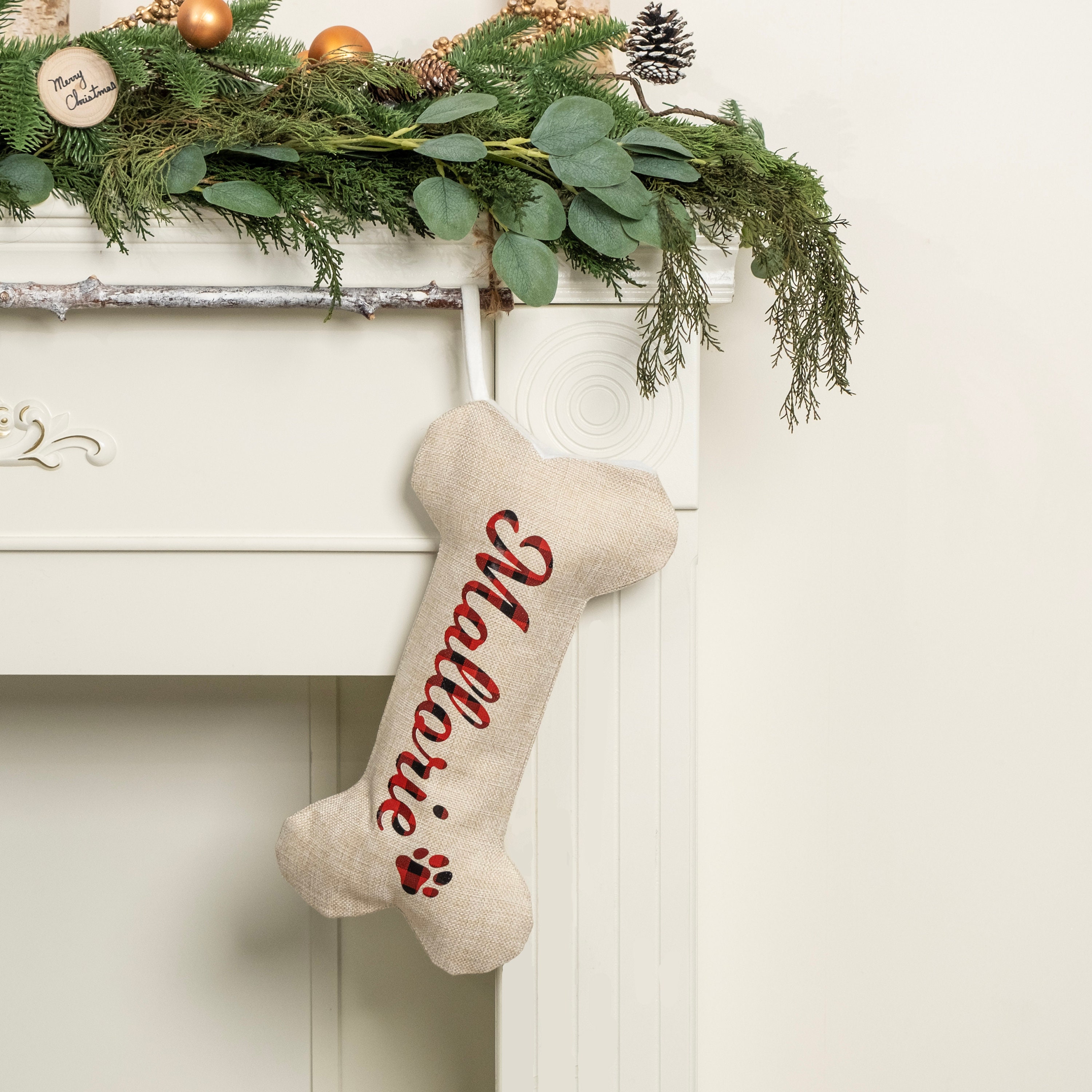 Dog Stockings Personalized Christmas Stockings Dog Bone Stockings with Name for Holiday Stocking Custom Stocking Pet Christmas Gifts for Dog