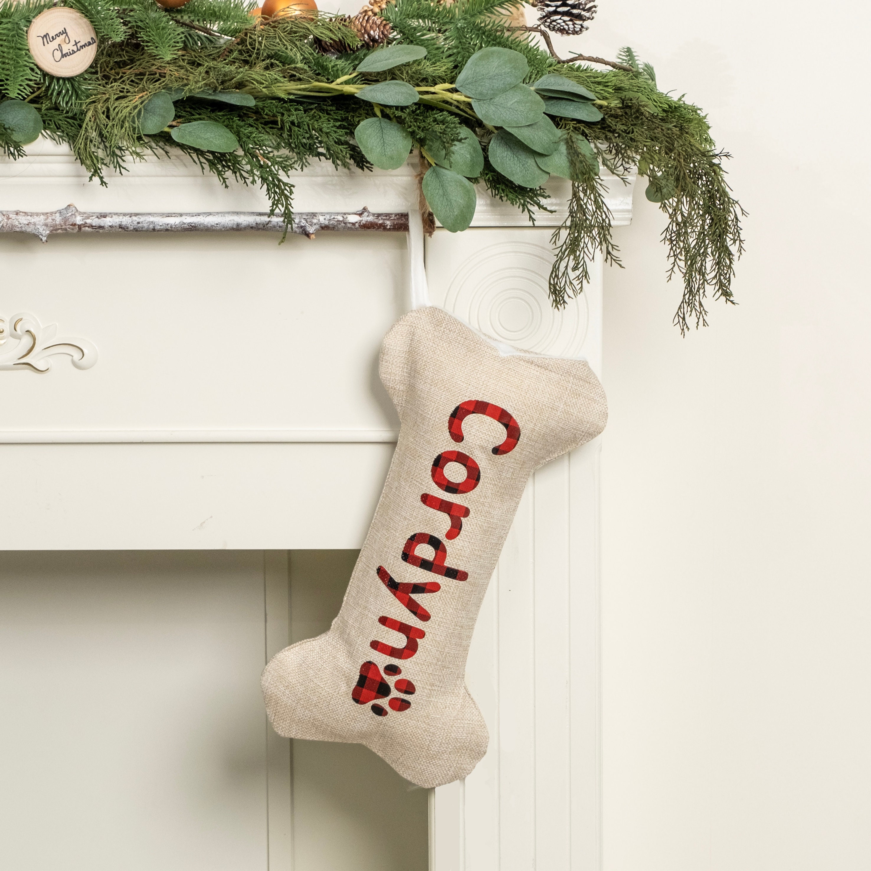 Dog Stockings Personalized Christmas Stockings Dog Bone Stockings with Name for Holiday Stocking Custom Stocking Pet Christmas Gifts for Dog