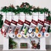 Christmas Stockings Personalized Buffalo Plaid Christmas Ornaments for Home Decorations Holiday Stocking with Embroider Pattern Burlap Gift 