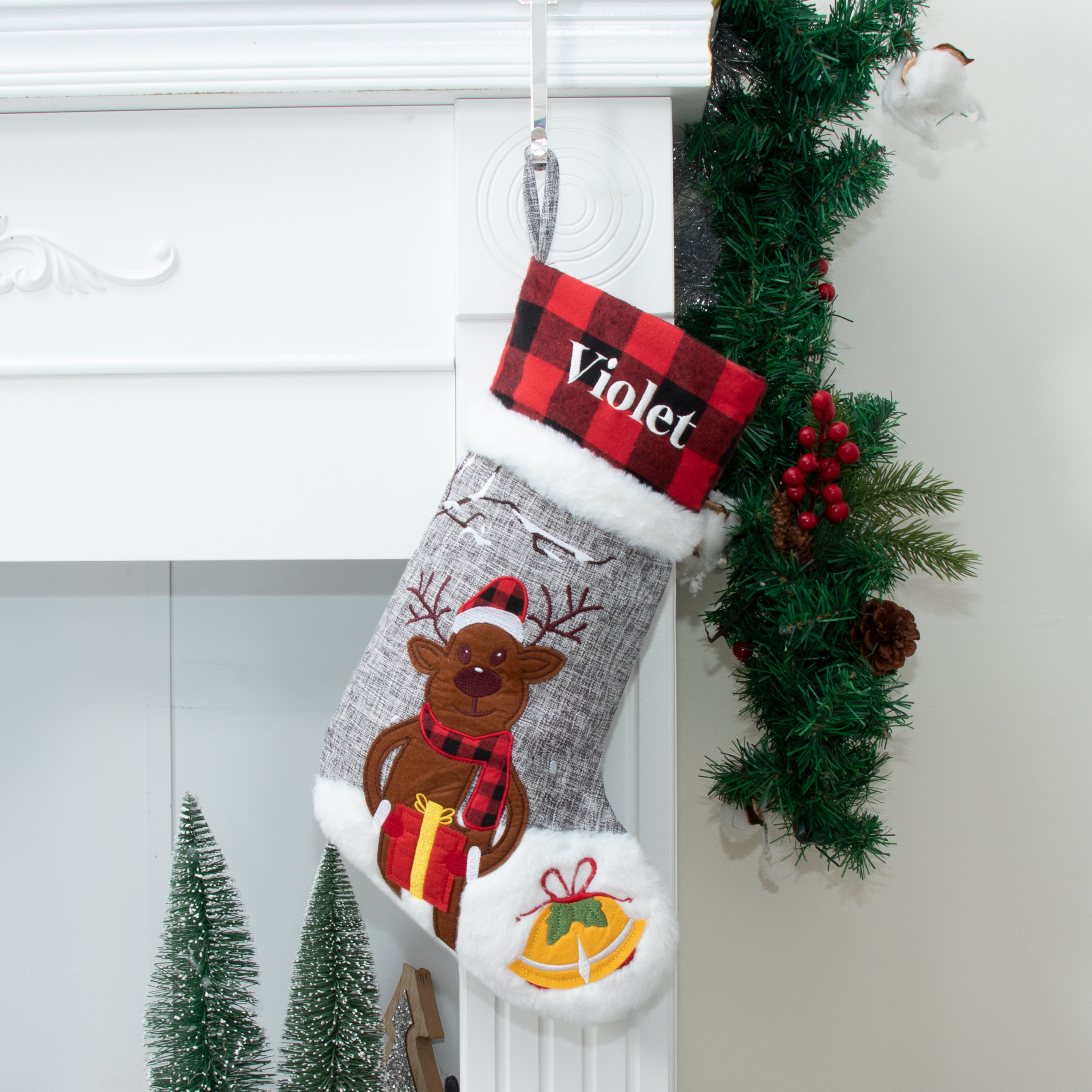 Christmas Stockings Personalized Holiday Stockings for Family Stockings Buffalo Plaid Stocking Embroidered Name Stockings for Christmas Gift