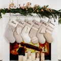 Minimalist Stockings Personalized Christmas Stockings Family Rustic Stocking Holiday Farmhouse Embroidered Name Stocking for Christmas Gifts