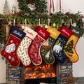 Personalized Christmas Stockings Embroidered Rustic Stocking With Hemmed Edges for Family Custom Name Vintage Stockings Farmhouse Xmas Decor