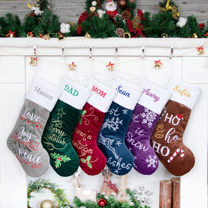 Personalized Christmas Stockings Custom Name Velvet Christmas Etsy