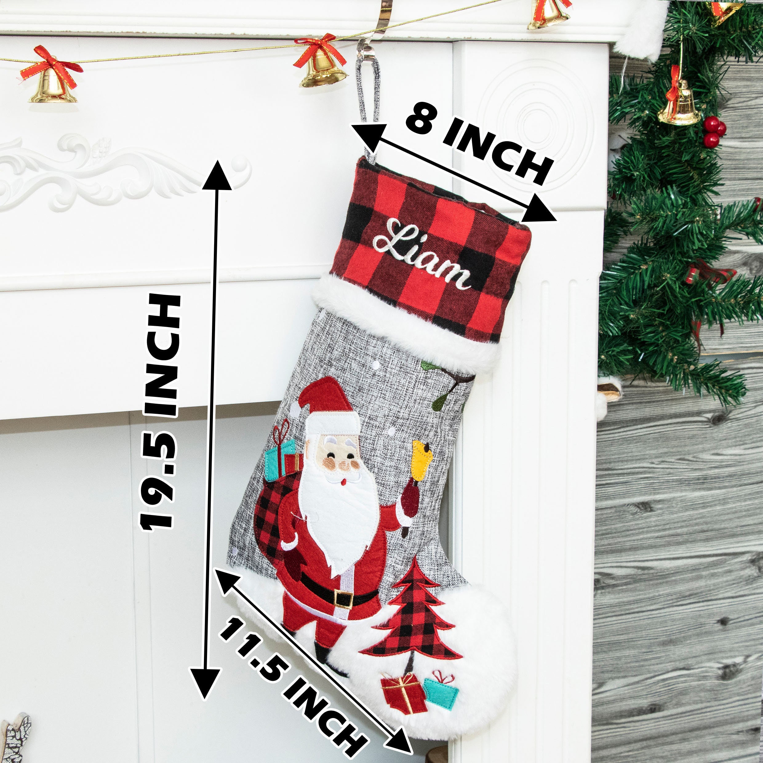 Christmas Stockings Personalized Holiday Stockings for Family Stockings Buffalo Plaid Stocking Embroidered Name Stockings for Christmas Gift