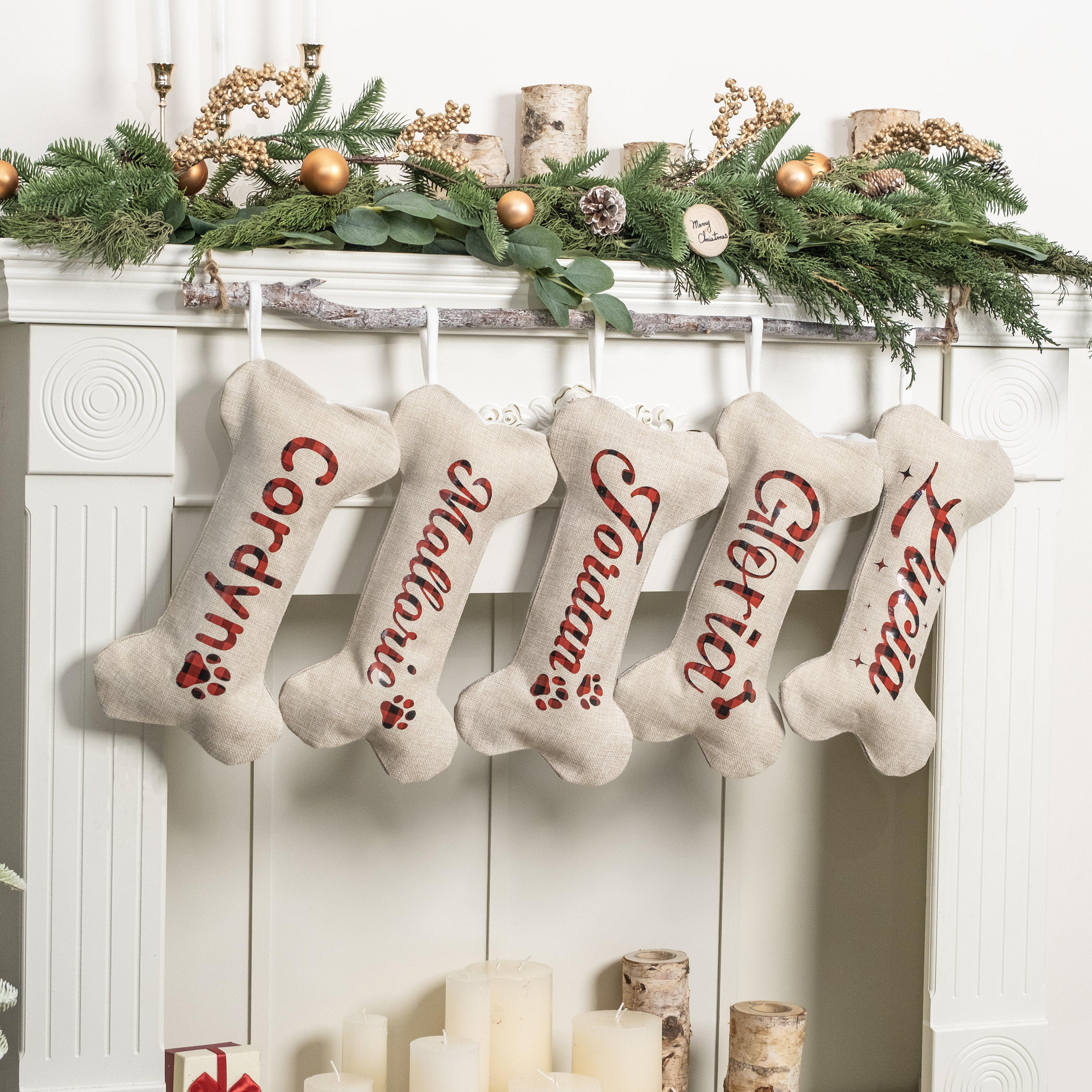 Dog Stockings Personalized Christmas Stockings Dog Bone Stockings with Name for Holiday Stocking Custom Stocking Pet Christmas Gifts for Dog