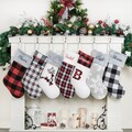Christmas Stockings Personalized Stockings for Holiday Custom Plaid Fur Stocking For Farmhouse Embroidery Stocking for Family Christmas Gift
