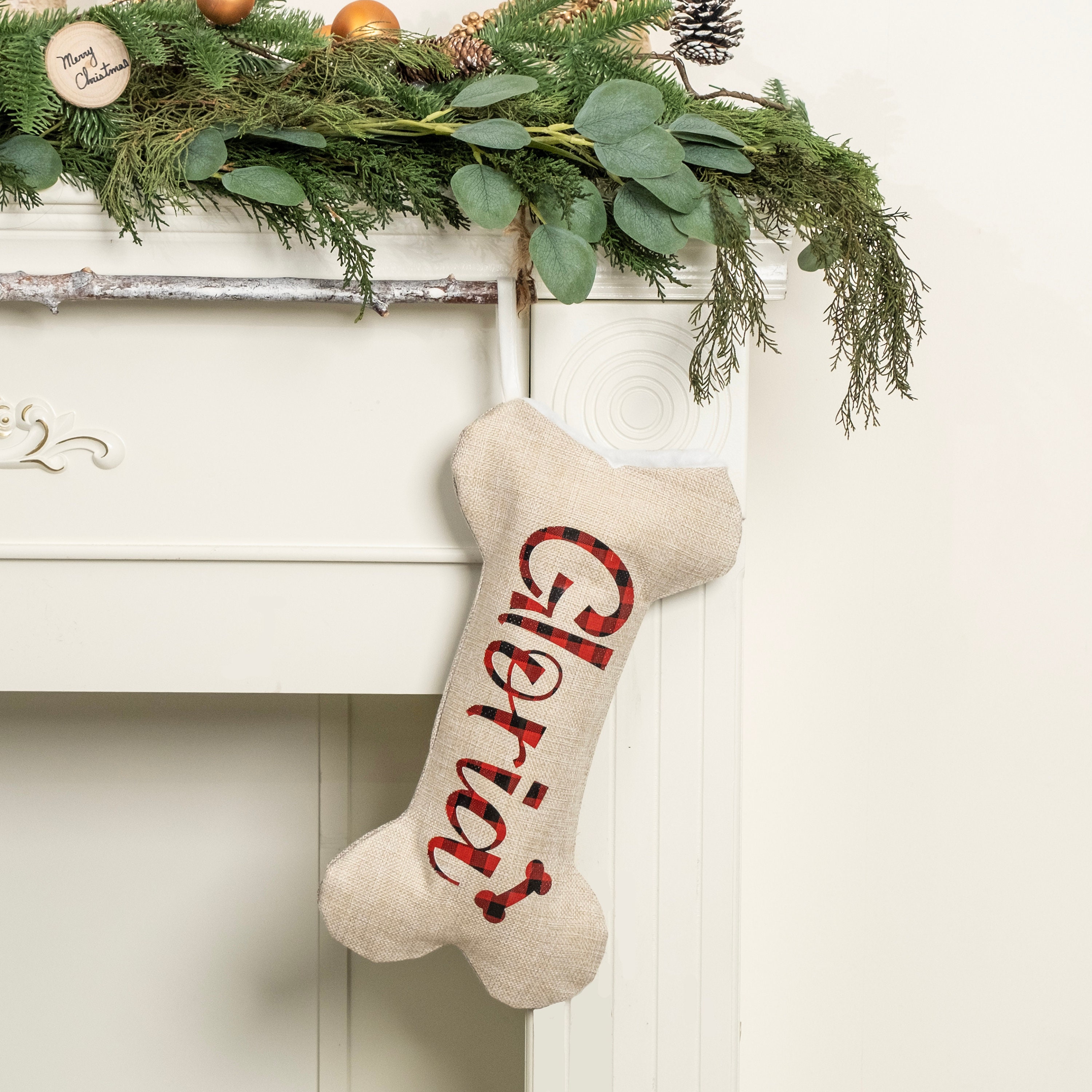 Dog Stockings Personalized Christmas Stockings Dog Bone Stockings with Name for Holiday Stocking Custom Stocking Pet Christmas Gifts for Dog