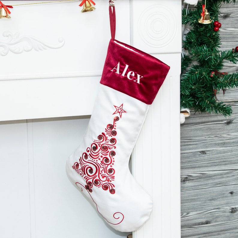 Christmas Stockings Personalized Velvet Sequin Holiday Etsy