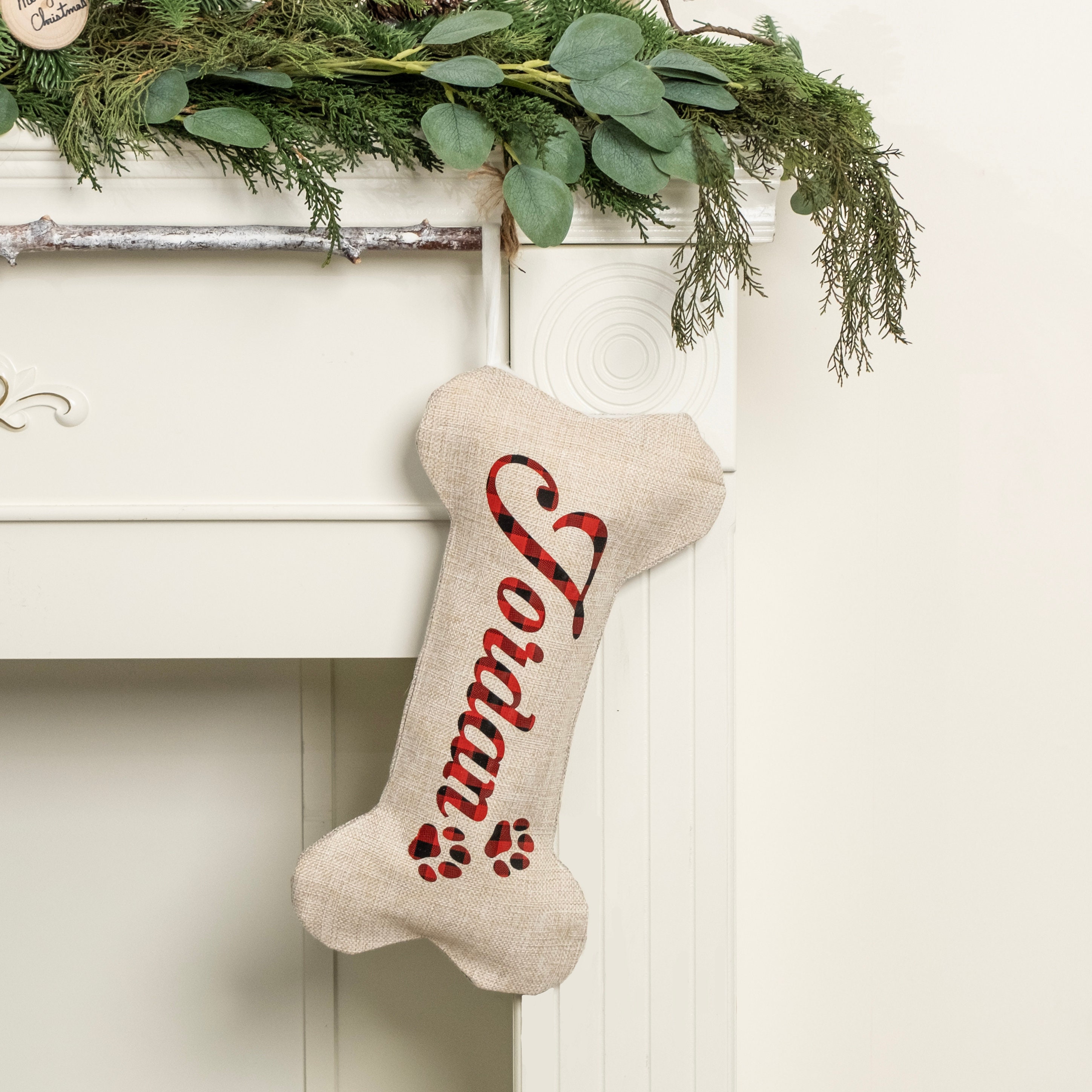 Dog Stockings Personalized Christmas Stockings Dog Bone Stockings with Name for Holiday Stocking Custom Stocking Pet Christmas Gifts for Dog